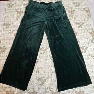 Anne Klein green Wide Leg Pull On Pants Velvet Stretch Comfort XL